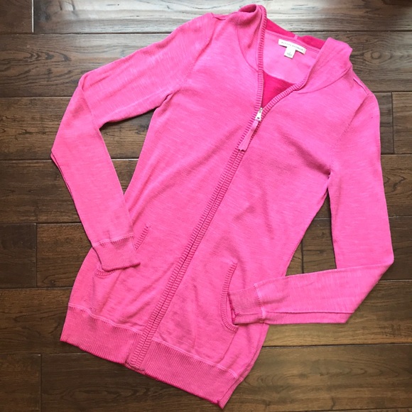 Banana Republic knit hooded zip up sweater pink - Picture 1 of 9